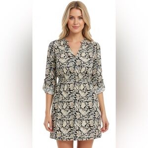 En creme large boho floral romantic tunic/dress